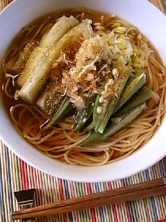 焼きナスと焼きオクラのあったか薬味麺-レシピのメイン写真