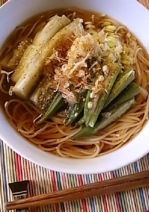 焼きナスと焼きオクラのあったか薬味麺-レシピのメイン写真