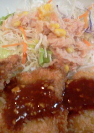 豚カツとツナコーンサラダ-レシピのメイン写真