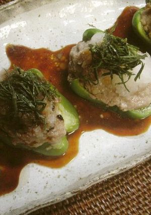 ♡ピーマンの肉詰め　おろしポン酢♡　-レシピのメイン写真