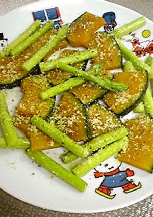 お弁当仕様☆カボチャとアスパラのソテー-レシピのメイン写真