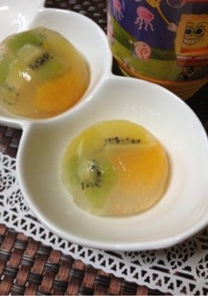 運動会のデザートに！フルーツ寒天…巾着風-レシピのメイン写真