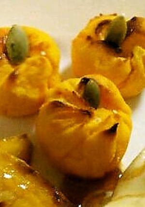 カリホク触感☆カボチャ餡の茶巾焼き♪-レシピのメイン写真