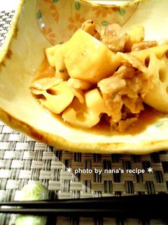 蓮根と豚バラの黒酢炒め煮-レシピのメイン写真