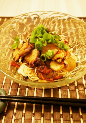 即効！なすとベーコンの味噌バター素麺-レシピのメイン写真