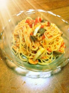 簡単ツナのトマトパスタ(*ゝω・)b-レシピのメイン写真