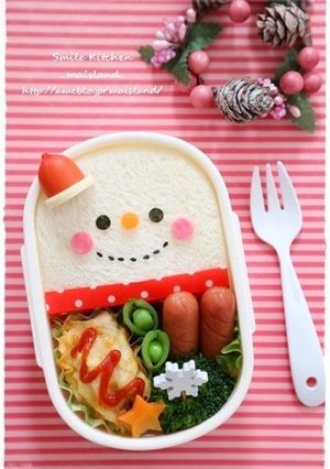 クリスマスキャラ弁♪雪だるまちゃんサンド-レシピのメイン写真