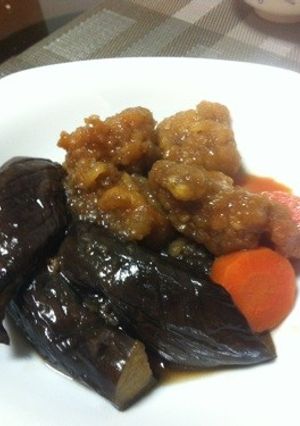 唐揚げと揚げナスの煮物-レシピのメイン写真
