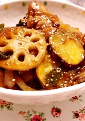 旬のさつまいも&れんこんの甘酢あんかけ-レシピのメイン写真