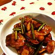鶏肉とにんにくの芽の甘辛絡め♪