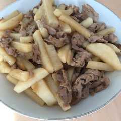 รูปของ 長芋と豚肉の照り焼き
