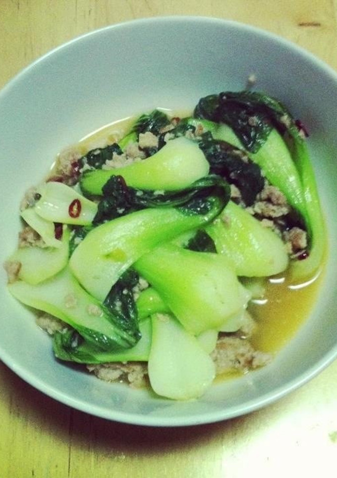 挽肉と青梗菜の塩炒め（´౿`）-レシピのメイン写真