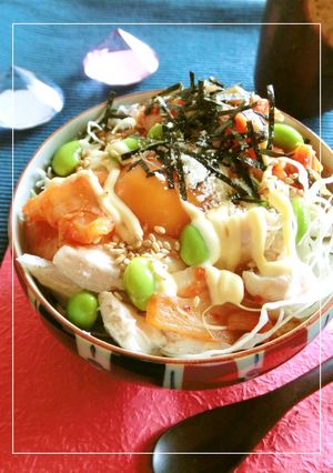 鶏ささみとキムチとキャベツの卵かけご飯-レシピのメイン写真