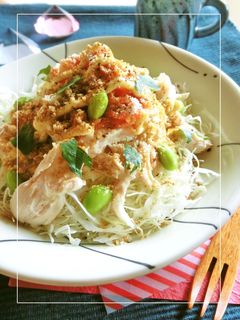 鶏ささみとキャベツとキムチのサラダ-レシピのメイン写真