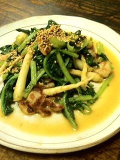 間引き大根と豚肉のごま油炒め-レシピのメイン写真