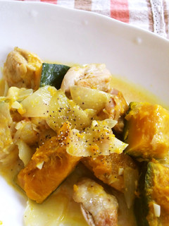 塩だけ?!かぼちゃと鶏肉のクリーム煮-レシピのメイン写真