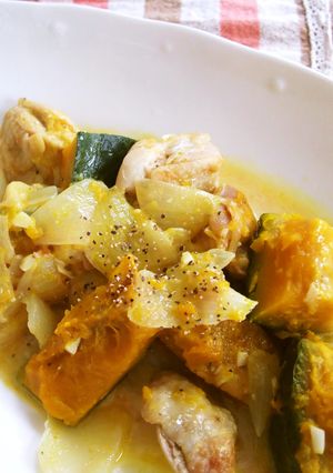 塩だけ？！かぼちゃと鶏肉のクリーム煮-レシピのメイン写真
