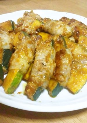 お好み焼きみたいな♫南瓜の肉巻き-レシピのメイン写真