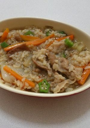 栄養たっぷり☆おくらと豚肉のおじや-レシピのメイン写真