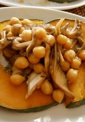 ひよこ豆と2種のきのこでハロウィン南瓜♬-レシピのメイン写真