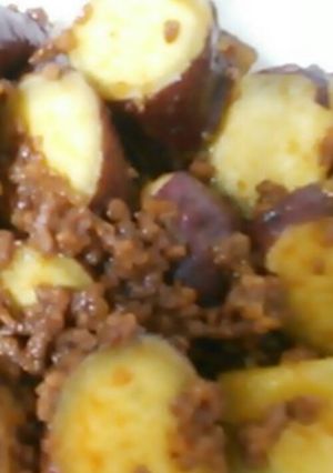 サツマイモと挽き肉の醤油麹炒め-レシピのメイン写真