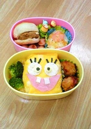 キャラ弁★スポンジボブのオムライス弁当-レシピのメイン写真