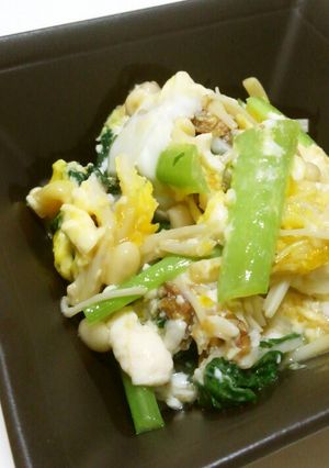 小松菜えのき豆腐の塩麹卵とじ-レシピのメイン写真