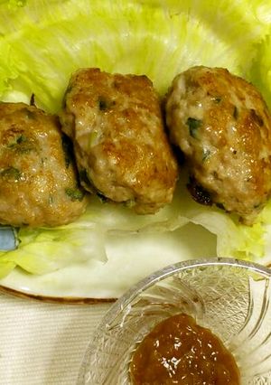 大葉と梅肉ソースでサッパリつくね-レシピのメイン写真