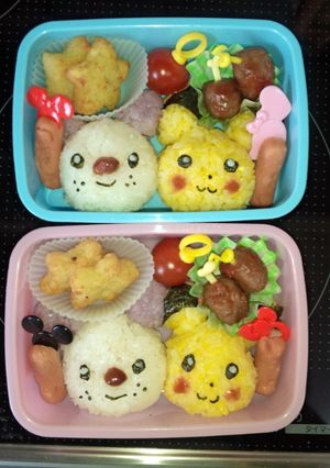 ピカチュウ＆ミジュマル　キャラ弁-レシピのメイン写真