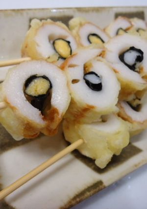 ちくわチーズ磯辺天ぷら♪串刺し-レシピのメイン写真
