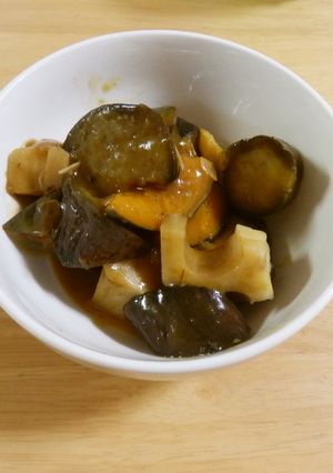 ナスとかぼちゃとレンコンの醤油炒め-レシピのメイン写真