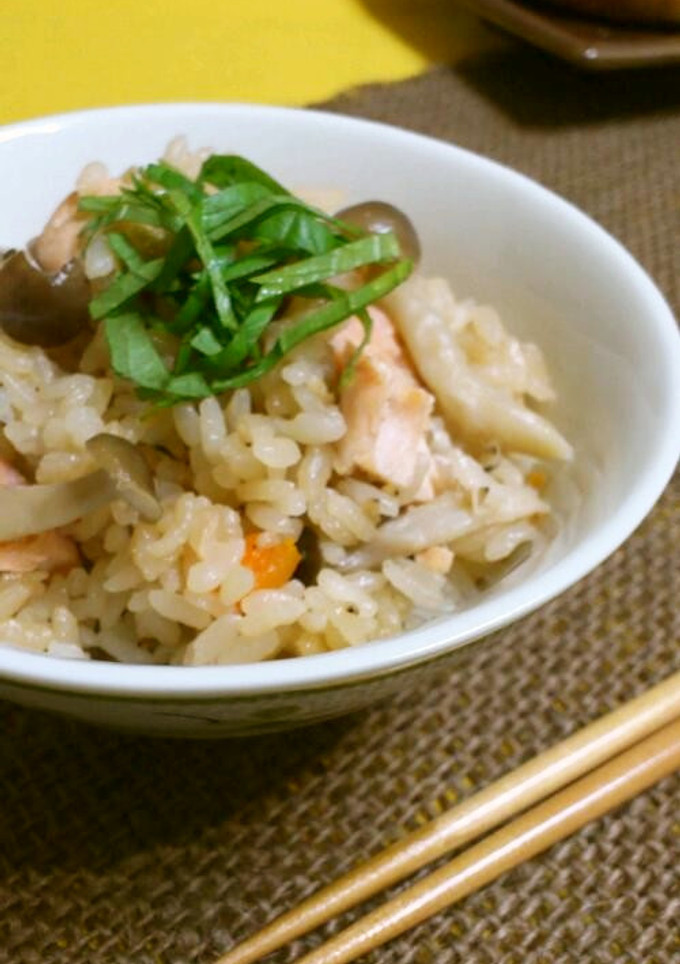 大葉が香る＊鮭としめじの炊き込みご飯-レシピのメイン写真