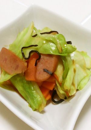 キャベツとウインナーのポン酢塩昆布炒め-レシピのメイン写真