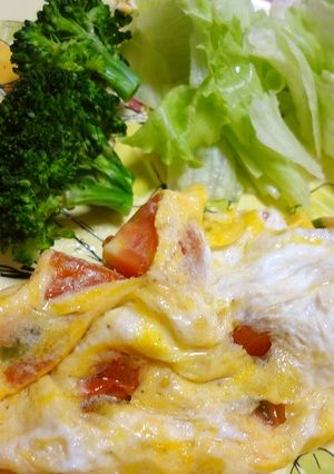 妊娠糖尿病やダイエットに!トマトオムレツ-レシピのメイン写真