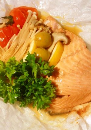 食欲の秋♪秋鮭とキノコの包み蒸し♪-レシピのメイン写真