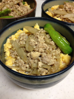 繊維たっぷり☆鶏とごぼうのそぼろ丼-レシピのメイン写真