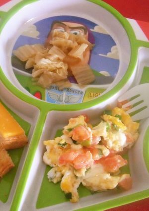 離乳食1歳:朝食3色スクランブルエッグ-レシピのメイン写真