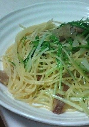水菜と豚肉のペペロンチーノ風パスタ☆-レシピのメイン写真