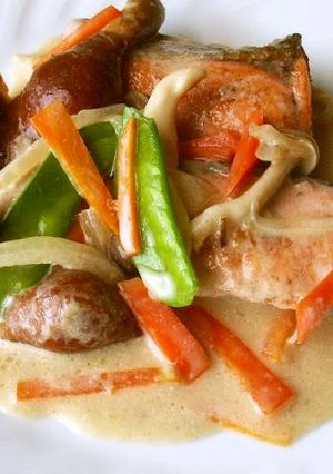 美味しい秋鮭に茸のクリーム煮かけ-レシピのメイン写真