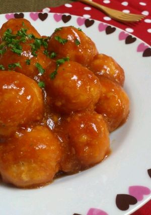 柔らかヘルシーチキンボールのケチャップ煮-レシピのメイン写真