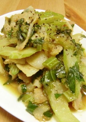 セロリと豚バラの玉ドレ炒め-レシピのメイン写真