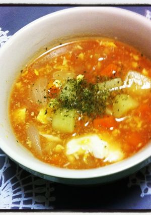 簡単！野菜のトマト風スープ（コンソメ）-レシピのメイン写真