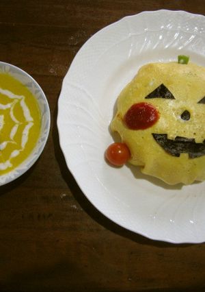 ハロウィンオムライスとスープ-レシピのメイン写真