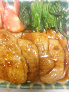 豚ロース肉照り焼き・ほうれん草トマト添え-レシピのメイン写真