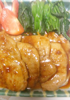 豚ロース肉照り焼き・ほうれん草トマト添え-レシピのメイン写真