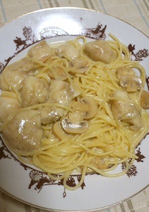 簡単１０分でできるササミのクリームパスタ-レシピのメイン写真