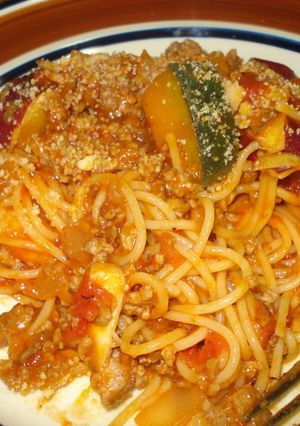 秋野菜たっぷりのミートスパゲティー-レシピのメイン写真