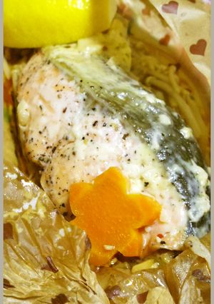 鮭のホイル焼きめんつゆにんにくマヨネーズ-レシピのメイン写真