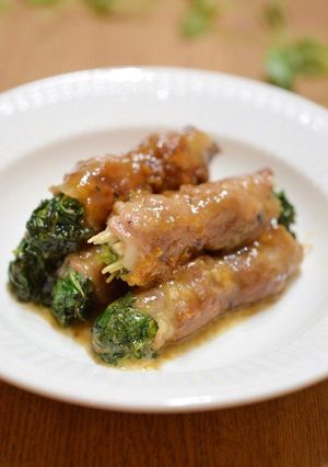 オクラの新芽とチーズの肉巻き照り焼き-レシピのメイン写真