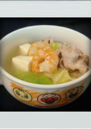 ■糖質制限■豚肉えび白菜豆腐簡単スープ鍋-レシピのメイン写真